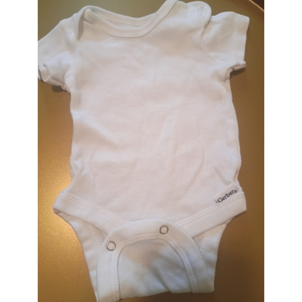 Gerber Baby White Short Sleeve Bodysuit Cotton Rib Infant Snaps